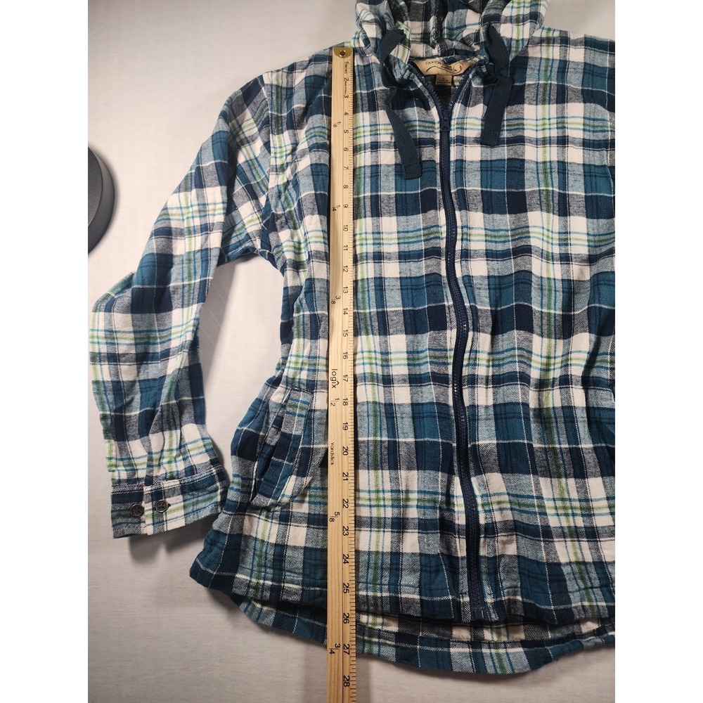 Canyon Creek Hoodie Women Large Plaid Unlined Full Zip Cotton Casual Jacket - Picture 2 of 10
